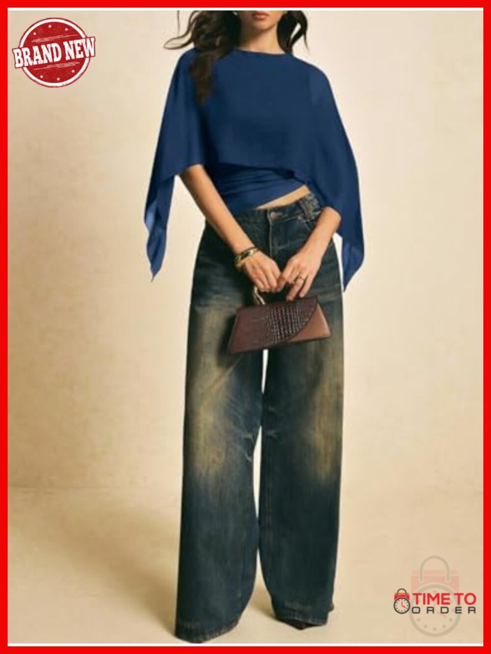 Asymmetrical Sheer Chiffon Blouse 2-in-1 Tank Top Dressy Casual Layered - Picture 6 of 6
